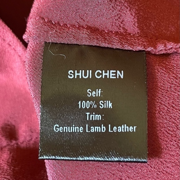 Shui Chen 100% silk blouse with lambs leather trim - Picture 5 of 6